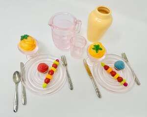 American Girl Kit Birthday Party set with Depression Glassware, treats, and more